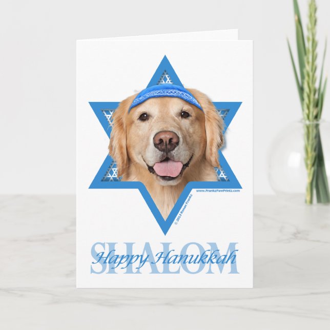 Cartes Pour Fêtes Annuelles Étoile de David de Hanoukka - golden retriever - (Devant)