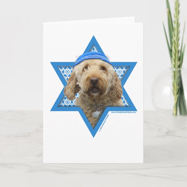 Cartes Pour Fêtes Annuelles Étoile de David de Hanoukka - GoldenDoodle (Devant)