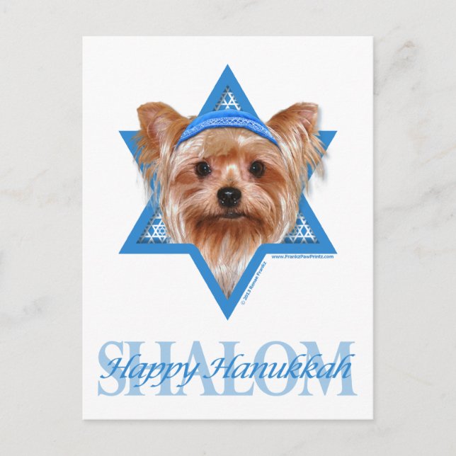 Cartes Pour Fêtes Annuelles Étoile de David de Hanoukka - Yorkshire Terrier (Devant)