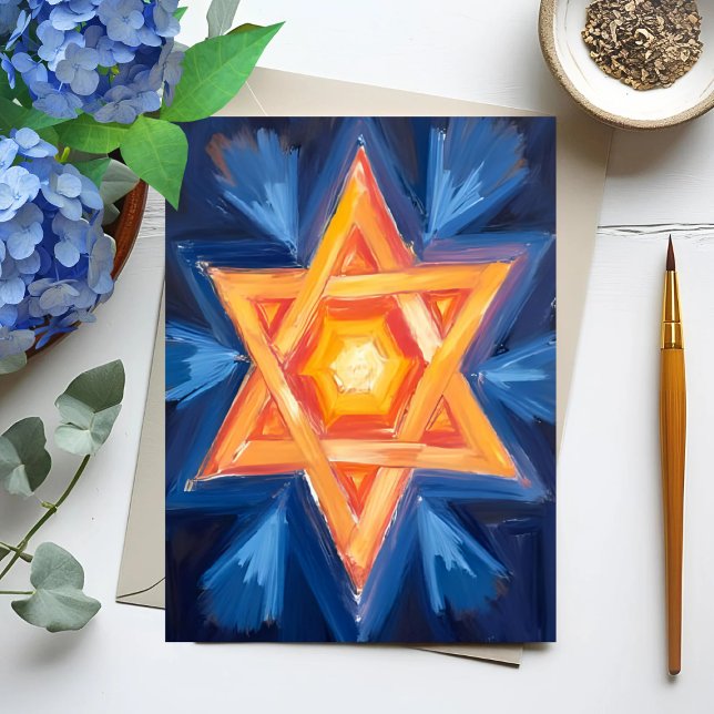 Cartes Pour Fêtes Annuelles Étoile de David Hanukkah Juif (Créateur téléchargé)