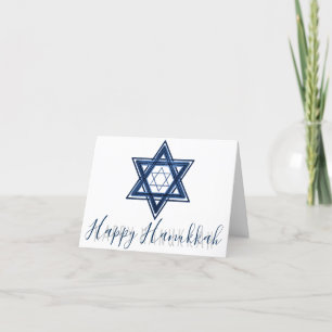 Cartes Pour Fêtes Annuelles Étoile de David Joyeux Hanukka Bleu Classique Mo