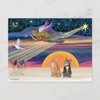 Cartes Pour Fêtes Annuelles Étoile de Noël - Chats tigrés brun et orange (deux