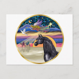 Cartes Pour Fêtes Annuelles Étoile de Noël - Cheval arabe noir