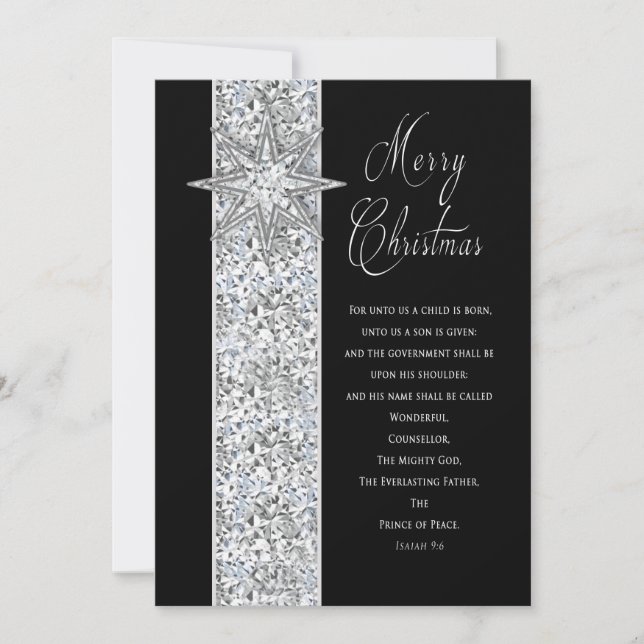CARTES POUR FÊTES ANNUELLES ÉTOILE DE NOËL - CHRÉTIEN - NOIR/ARGENT (Devant)