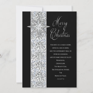CARTES POUR FÊTES ANNUELLES ÉTOILE DE NOËL - CHRÉTIEN - NOIR/ARGENT