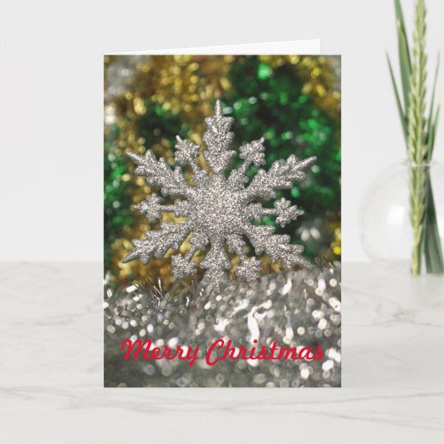 Cartes Pour Fêtes Annuelles Étoile de Noël de la Parties scintillant d'argent (Devant)