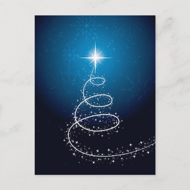 Cartes Pour Fêtes Annuelles Étoile de Noël et flocons de neige (Devant)