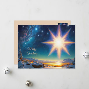Cartes Pour Fêtes Annuelles Étoile de Noël, paysage hivernal charmant la nuit