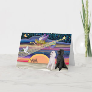 Cartes Pour Fêtes Annuelles Étoile de Noël - Poodles (deux standard) -