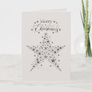 Cartes Pour Fêtes Annuelles Étoile Joyeux Noël Étincelant Argent