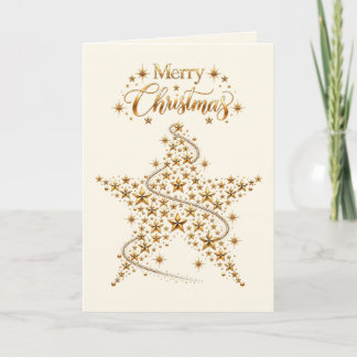 Cartes Pour Fêtes Annuelles Étoile Joyeux Noël Étincelant Or