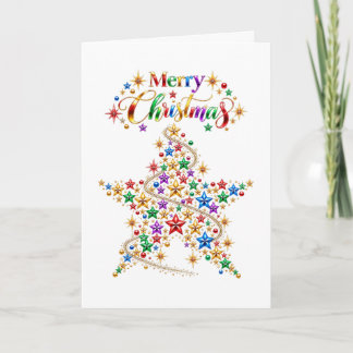 Cartes Pour Fêtes Annuelles Étoile Joyeux Noël Étincelant Rouge & Argent