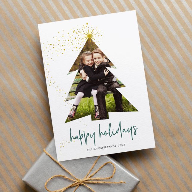 Cartes Pour Fêtes Annuelles Étoile lumineuse | Happy Holidays Photo (Créateur téléchargé)