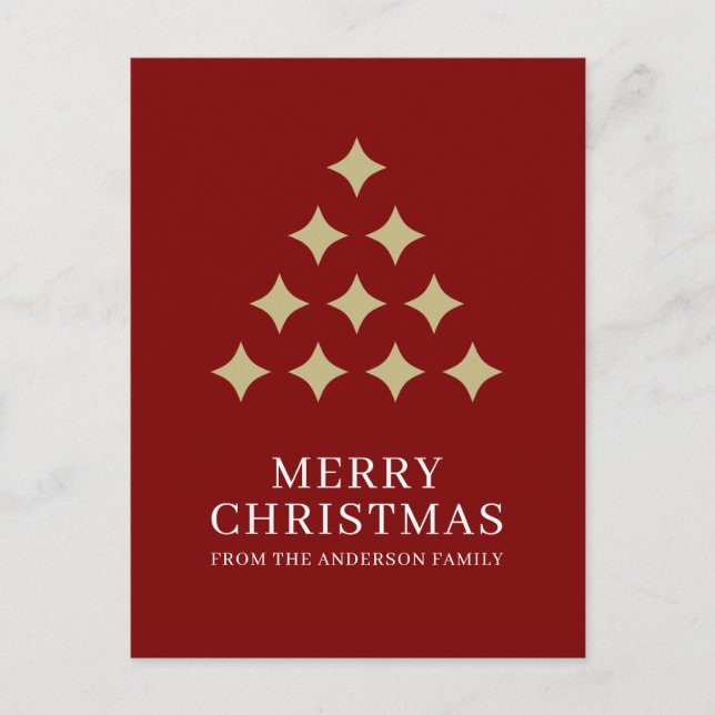 Cartes Pour Fêtes Annuelles Étoile simple arbre rouge Joyeux Noël  (Devant)