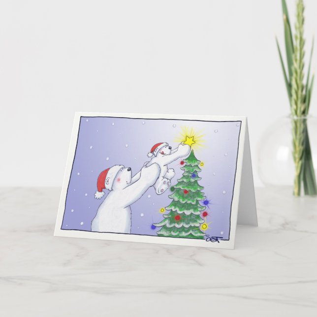 Cartes Pour Fêtes Annuelles Étoile sur l'arbre (Devant)