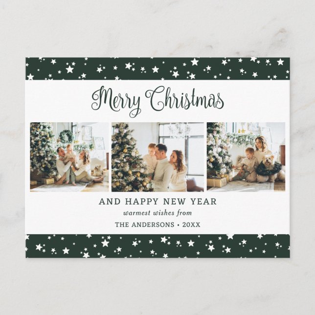 Cartes Pour Fêtes Annuelles Étoiles de collection de photos Green 3 (Devant)