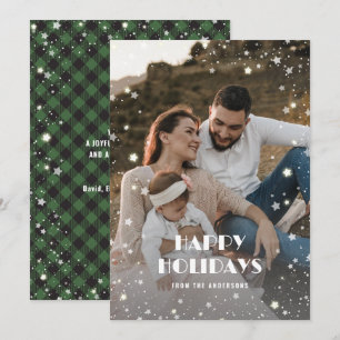 Cartes Pour Fêtes Annuelles Étoiles De Neige Plantées De Buffle Vert Photo