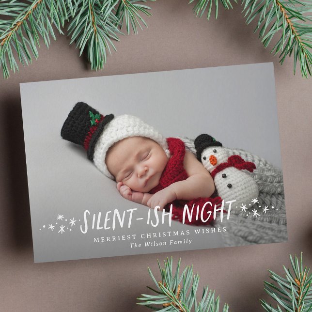 Cartes Pour Fêtes Annuelles Étoiles de nuit silencieuses Pleine photo Bébé Noë (Créateur téléchargé)