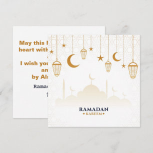 Cartes Pour Fêtes Annuelles Etoiles d'or, Croissant lune Ramadan kareem