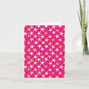 Cartes Pour Fêtes Annuelles étoiles d'or sur fuchsia rose
