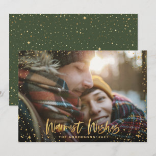 Cartes Pour Fêtes Annuelles Étoiles dorées Noël 1 photo vert moderne