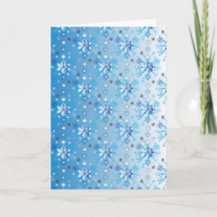 Cartes Pour Fêtes Annuelles Étoiles et flocons de neige bleu et blanc complexe