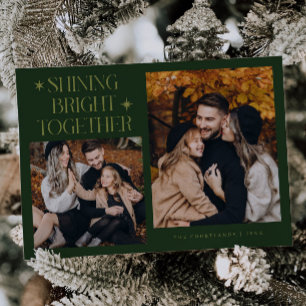 Cartes Pour Fêtes Annuelles Étoiles vertes brillantes multi-photo pour les fêt