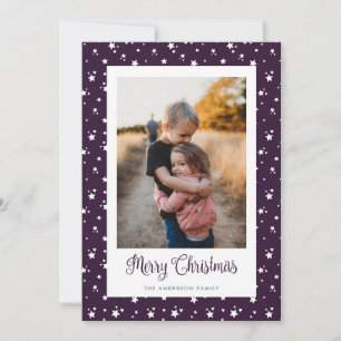Cartes Pour Fêtes Annuelles Étoiles violettes personnalisées Photo Joyeuses Ca