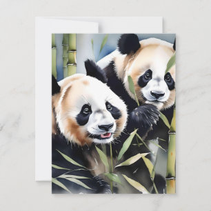 Cartes Pour Fêtes Annuelles Étude de l'ours de panda B - Aquarelles