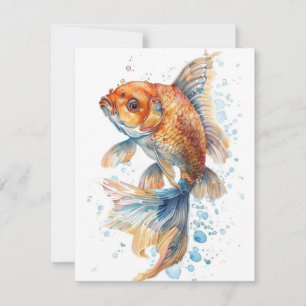 Cartes Pour Fêtes Annuelles Étude Goldfish dans les aquarelles