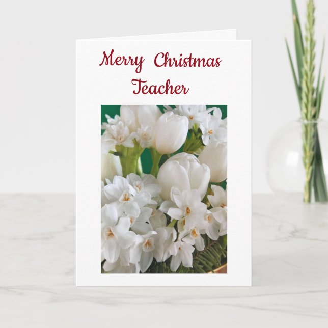 CARTES POUR FÊTES ANNUELLES ÉTUDIANT PLUS ÂGÉ À DONNER ***ENSEIGNANT** À NOËL (Devant)