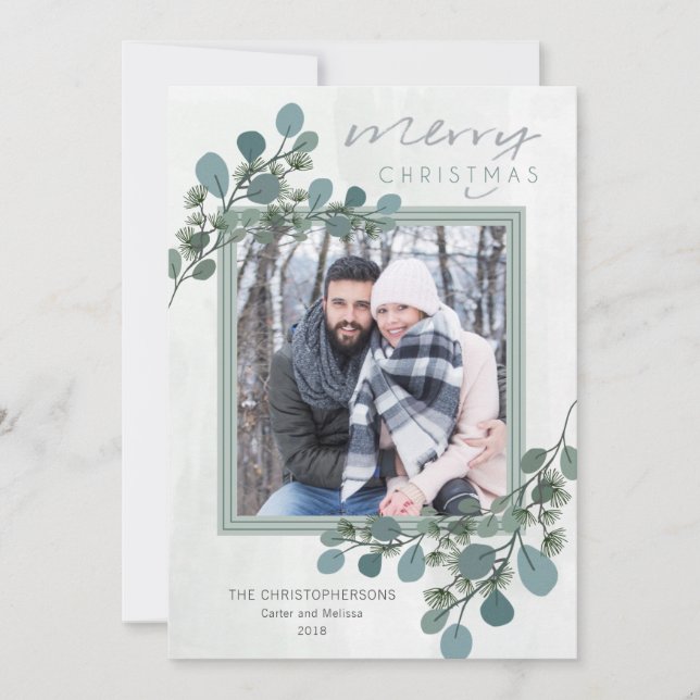 Cartes Pour Fêtes Annuelles Eucalyptus et Pine Photo (Devant)