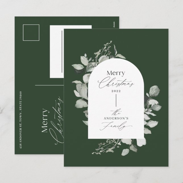 Cartes Pour Fêtes Annuelles Eucalyptus moderne simple élégant botanique (Devant / Derrière)