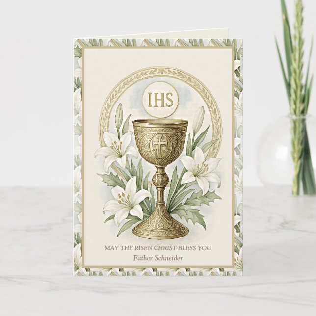 Cartes Pour Fêtes Annuelles Eucharistic Easter Lilies Catholic Priest (Devant)