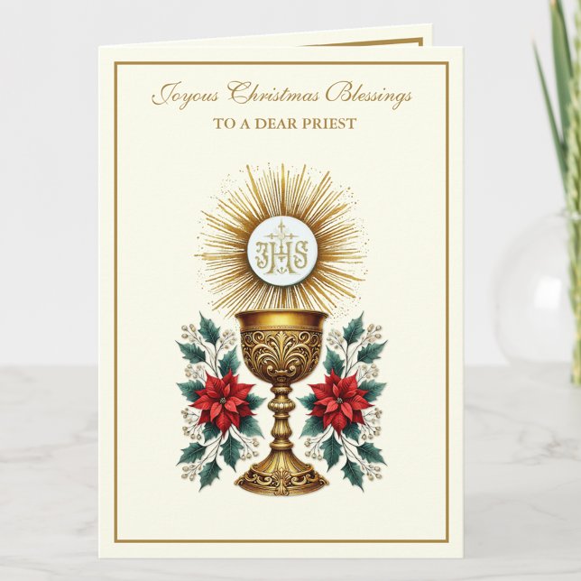 Cartes Pour Fêtes Annuelles Eucharistie catholique de Noël Poinsettia Floral (Créateur téléchargé)