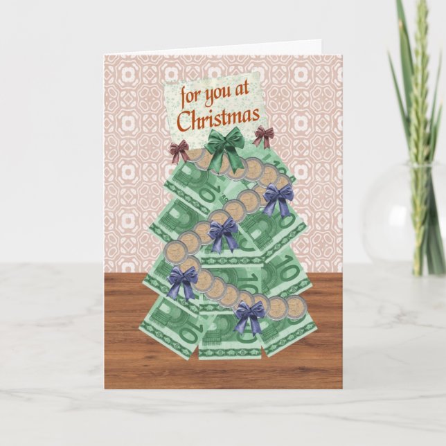Cartes Pour Fêtes Annuelles Euro arbre d'argent de Noël (Devant)