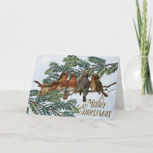 Cartes Pour Fêtes Annuelles Europe Robin Oiseaux Noël Vacances À feuillage per