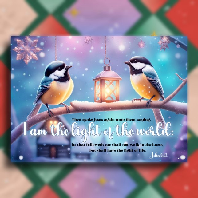 Cartes Pour Fêtes Annuelles Evangile de Jean Verse Oiseaux Noël chrétien (Créateur téléchargé)