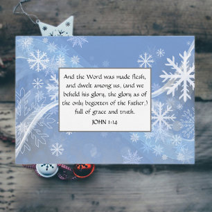 Cartes Pour Fêtes Annuelles Évangile de John Blue Whimsical Snowflakes