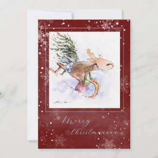 Cartes Pour Fêtes Annuelles EVE Peint renne de Noël et lapin