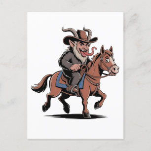 Cartes Pour Fêtes Annuelles EVIL Krampus Noël Cowboy Cheval Occident Noël