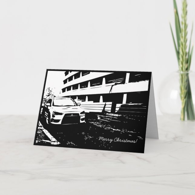 Cartes Pour Fêtes Annuelles EVO X Car Themed Christmas (Devant)