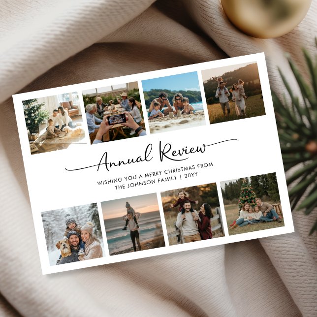 Cartes Pour Fêtes Annuelles Examen annuel Script Famille 8 Photo Noël (Créateur téléchargé)