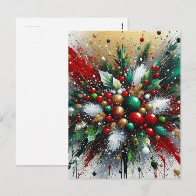 Cartes Pour Fêtes Annuelles Explosion de Noël / Éclats blancs (Devant / Derrière)