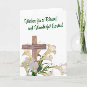 Cartes Pour Fêtes Annuelles Exquis ! Pâques Lys & Croix en bois