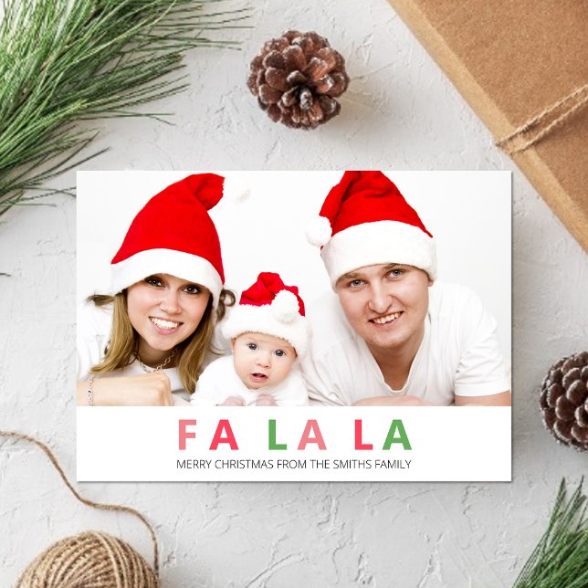 Cartes Pour Fêtes Annuelles Fa La La Christmas Coloré Cute Photo Famille (Créateur téléchargé)