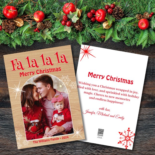 Cartes Pour Fêtes Annuelles fa la la, joyeux noël arche photo ferme (Créateur téléchargé)