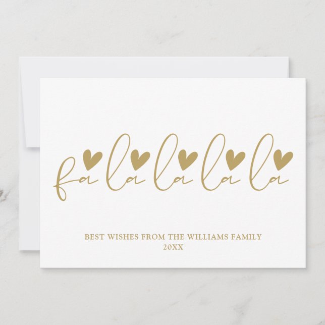 Cartes Pour Fêtes Annuelles Fa La La La La Gold Script Noël (Devant)