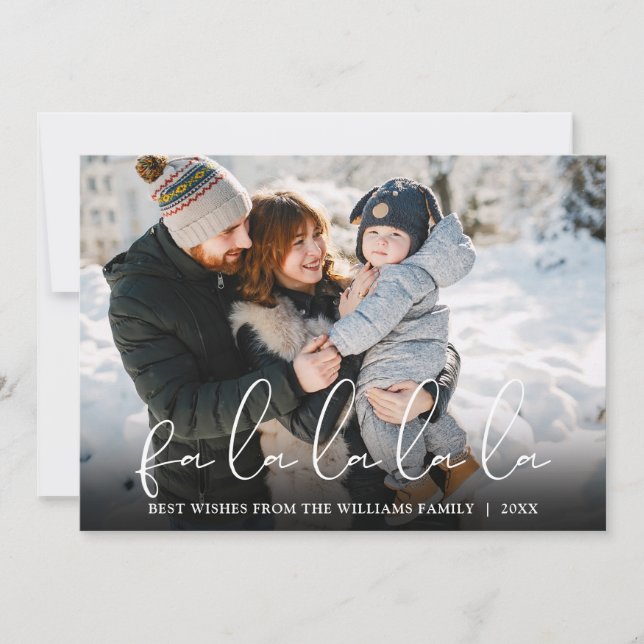 Cartes Pour Fêtes Annuelles Fa La La La La Script Photo Noël (Devant)