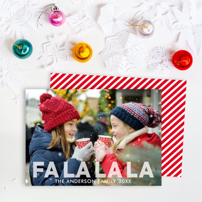 Cartes Pour Fêtes Annuelles Fa La La La Modern Translucide Superposition Photo (Créateur téléchargé)